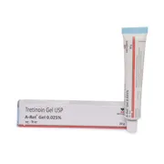 A Ret Gel 0.025% (20 gm) Tube + Box/Carton showing the Front face.