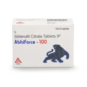 Abhiforce 100 Mg Tablets Box/Carton showing the Front face.