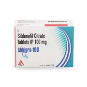 Abhigra 100 Mg Tablets Box/Carton showing the Front face.