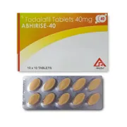 Abhirise 40 mg Box/Carton + Blister Pack showing the Front face.