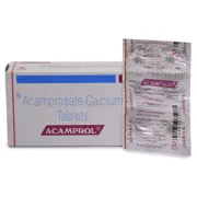 Acamprol 333 Mg Box/Carton + Blister Pack showing the Front and Back face.