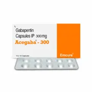 Acegaba 300 Capsule Box/Carton + Blister Pack showing the Front face.