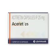 Aceret 25 Mg Capsule Box/Carton + Blister Pack showing the Front face.