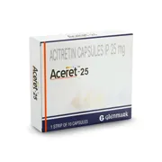 Aceret 25 Mg Capsule Box/Carton showing the Front face.