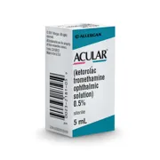 Acular 0.5% 5 ml Box/Carton showing the Front face.