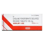 Adilip 135 Tablet DR Box/Carton showing the Front face.