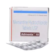Admenta 10 Mg Box/Carton + Blister Pack showing the Front face.