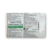 Afogatran 75 Mg Capsule Blister Pack showing the Back face.