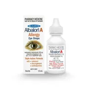 Albalon Eye Drop 0.5 Mg (5ml) Box/Carton + Eye Drops Bottle showing the Front face.