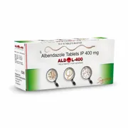 Aldol 400 Mg Tablet Box/Carton + Blister Pack showing the Front face.