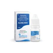 Alerchek 0.1% 5 ml Box/Carton + Eye Drops Bottle showing the Front face.