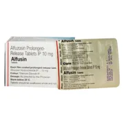 Alfusin 10 Mg Box/Carton + Blister Pack showing the Front and Back face.
