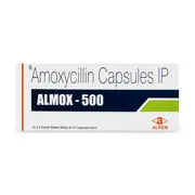 Almox 500 Mg Capsule Box/Carton showing the Front face.