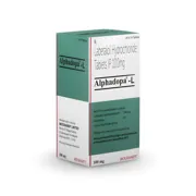 Alphadopa L 100 Mg Tablet Box/Carton showing the Front face.