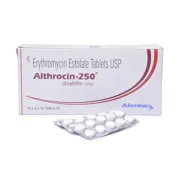 Althrocin 250 Mg Box/Carton + Blister Pack showing the Front face.