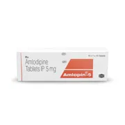 Amlopin 5 Tablet Box/Carton showing the Front face.