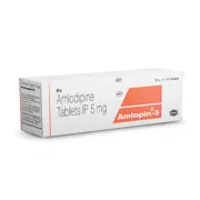 Amlopin 5 Tablet Box/Carton showing the Front face.