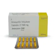 Amoxytor 500 Mg Capsule Box/Carton + Blister Pack showing the Front face.
