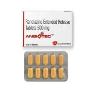 Angiotec 500 Mg Tablet Box/Carton + Blister Pack showing the Front face.