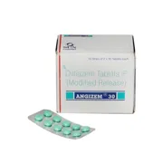 Angizem 30 Mg Box/Carton + Blister Pack showing the Front face.