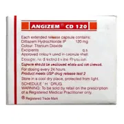 Angizem CD 120 Mg Box/Carton showing the Back face.