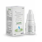 Aqualube 10 ml Box/Carton + Eye Drops Bottle showing the Front face.