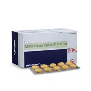 Aristogyl 400 Mg Tablet Box/Carton + Blister Pack showing the Front and Back face.