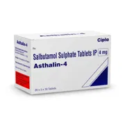 Asthalin 4 Mg Tablet Box/Carton showing the Front face.