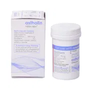 Asthalin Rotacaps 200 Mcg Box/Carton + Bottle showing the Front face.