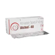 Atchol 40 Tablet Box/Carton + Blister Pack showing the Front face.