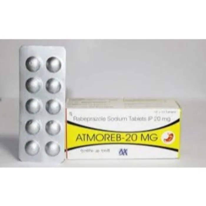 Atmoreb 20 Mg Tablet Box/Carton + Blister Pack showing the Front face.