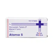 Atorva 5 Mg Box/Carton showing the Front face.