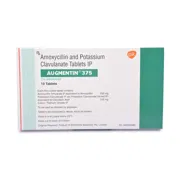 Augmentin 375 Mg Box/Carton showing the Front face.