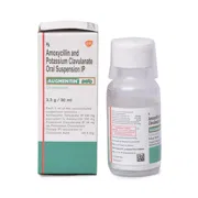 Augmentin Dry Syrup 30 ml Box/Carton + Bottle showing the Front face.