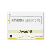 Avas 5 Tablet Box/Carton showing the Front face.