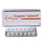 Axcer 90 Mg Tablet Box/Carton + Blister Pack showing the Front face.
