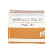 Azax 500 Mg Box/Carton showing the Front face.