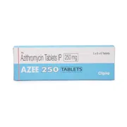 Azee 250 Mg Box/Carton showing the Front face.