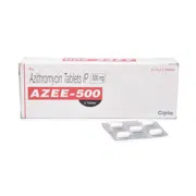 Azee 500 Mg Box/Carton + Blister Pack showing the Front face.