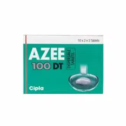 Azee DT 100 Mg Box/Carton showing the Front face.