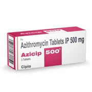 Azicip 500 Mg Tablet Box/Carton showing the Front face.