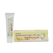 Aziderm Cream 10% (15 Gm) Box/Carton + Tube showing the Front face.