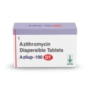 Azilup 100 Mg Tablet DT Box/Carton showing the Front face.