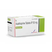 Azoran 50 Mg Box/Carton showing the Front face.