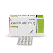 Azoran 50 Mg Box/Carton + Blister Pack showing the Front face.