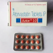 Aztor 10 Tablet Box/Carton + Blister Pack showing the Front face.