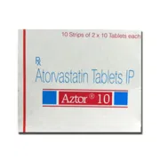 Aztor 10 Tablet Box/Carton showing the Front face.