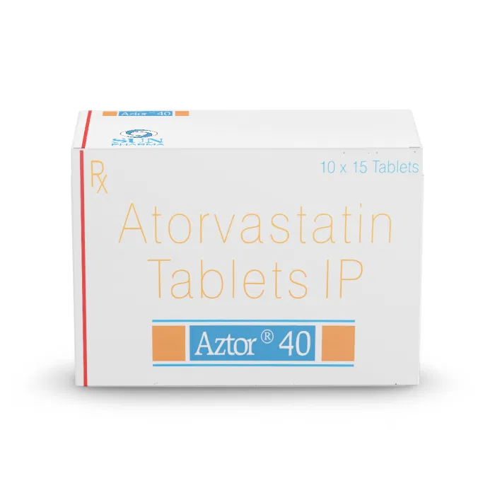 Aztor 40 Tablet Box/Carton showing the Front face.