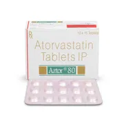 Aztor 80 Tablet Box/Carton + Blister Pack showing the Front face.