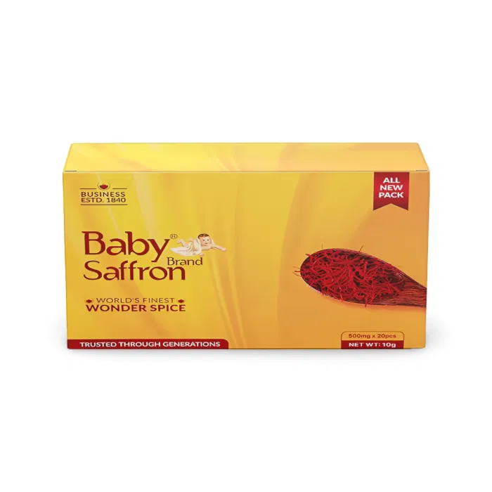 Baby Brand Saffron 1 gm Box/Carton showing the Front face.